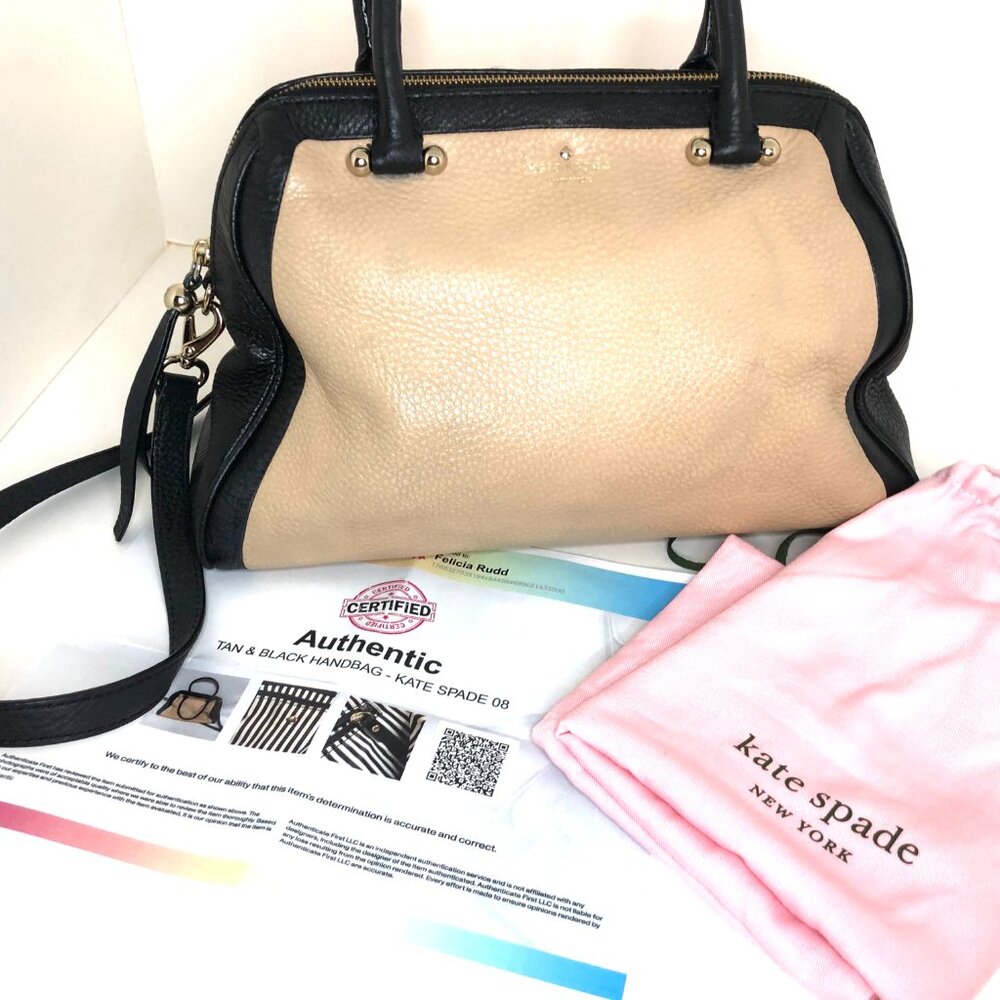 Kate Spade Charles Street Brantley Satchel Bag Black and Tan Leather Authentic - Picture 3 of 16